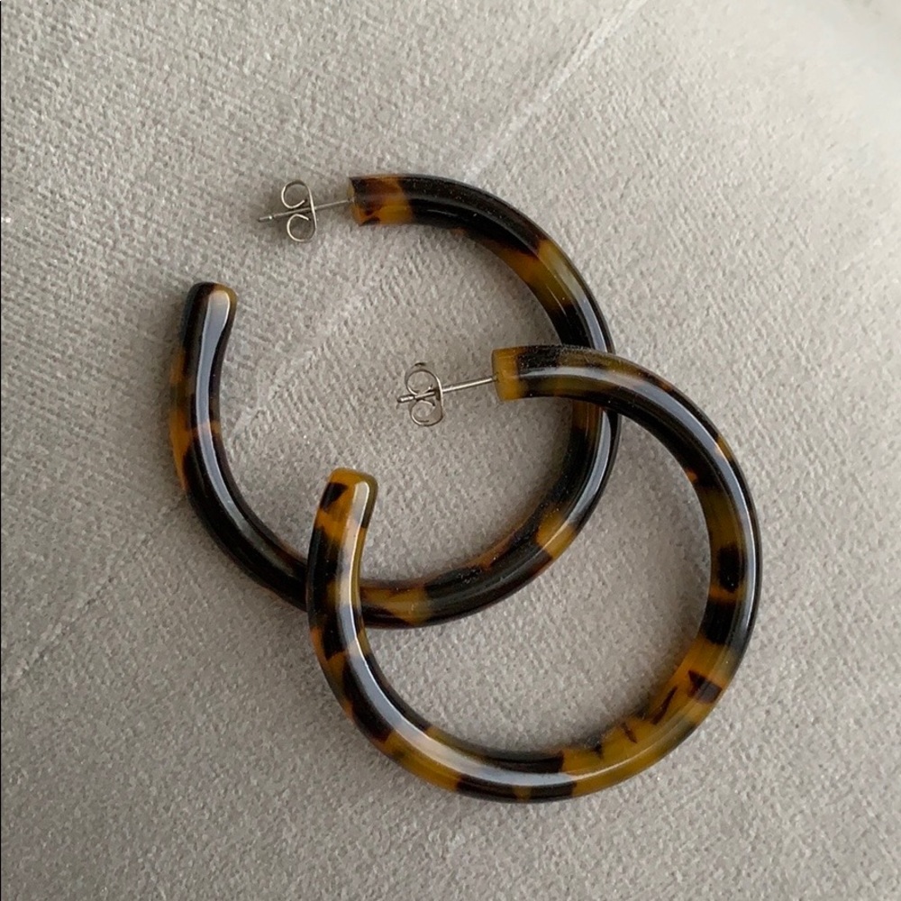 Anthropologie Tortoise Shell Hoop Earrings